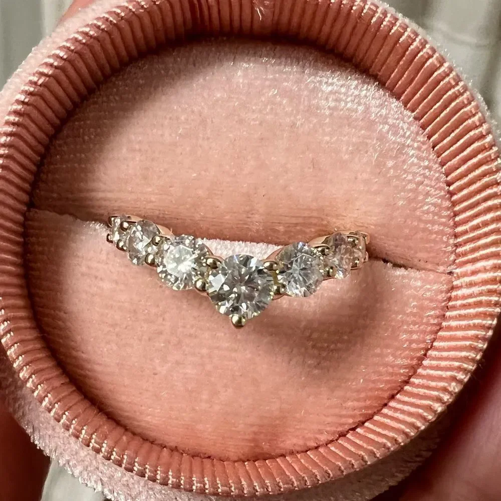 Chevron V shape sparkling 2ct tw stone wedding band!